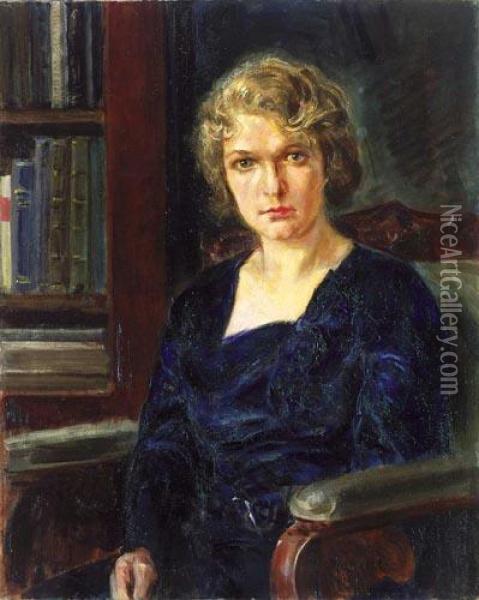 Portret Damy Oil Painting - Ludwik Machalski