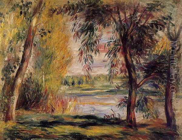 Trees By The Water Oil Painting - Pierre Auguste Renoir