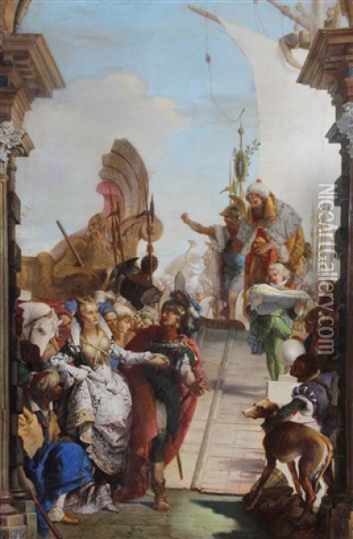 Zusammentreffen Des Antonius Und Der Cleopatra Oil Painting - Giovanni Battista Tiepolo