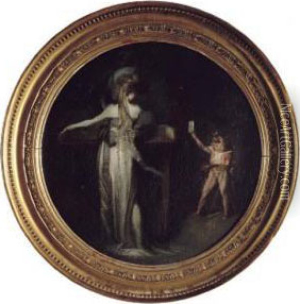 Madchen Am Spinett Und Elfenbote Oil Painting - Johann Henry Fuseli