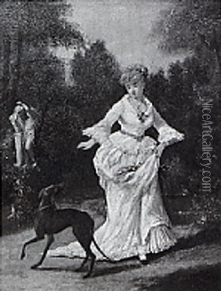 The Lady And Dog Oil Painting - John O'Brien Inman