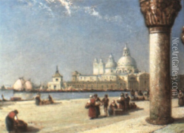 The Church Of Santa Maria Della Salute From The Doge's Palace Oil Painting - Arthur Joseph Meadows