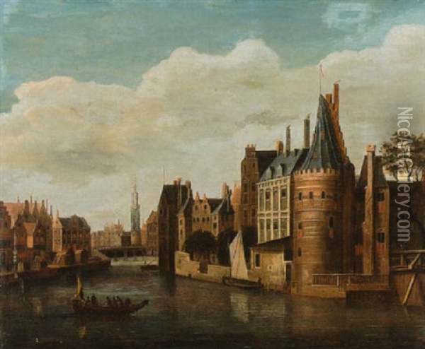 Alte Hollandische Stadt Am Kanal (amsterdam?) Oil Painting - Gerrit Adriaensz Berckheyde