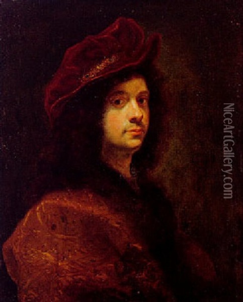 Self Portrait Oil Painting - Giovanni Battista Gaulli