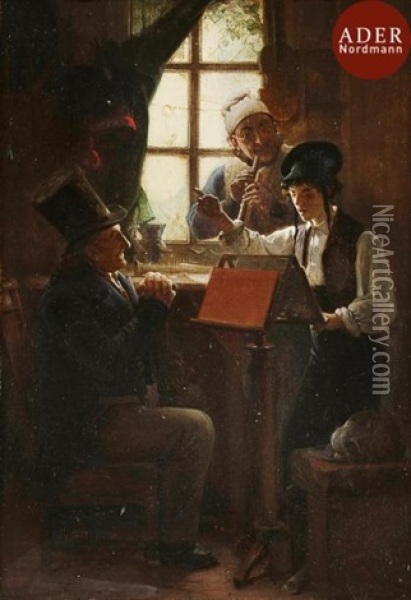 La Lecon De Musique Oil Painting - Jehan Georges Vibert