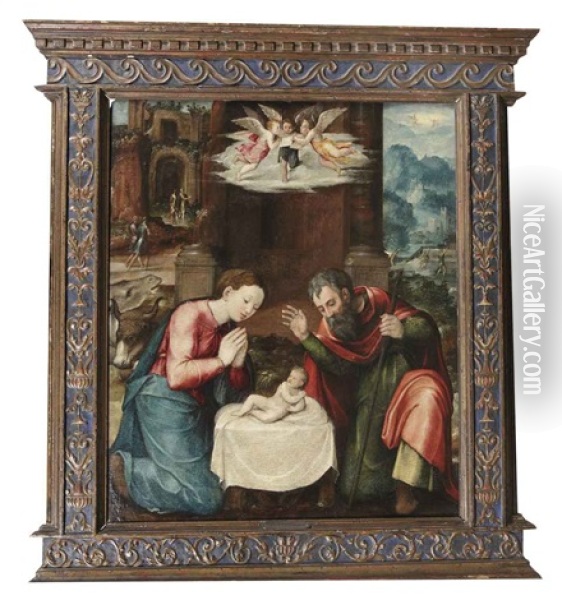 The Nativity Oil Painting - Maerten Jacobsz van Heemskerck