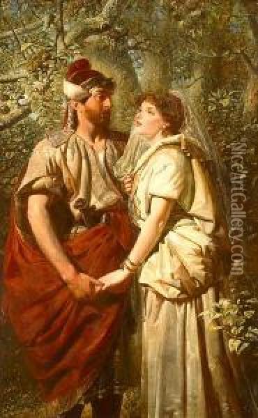 Troilus & Cressida In The Garden Ofpandarus Oil Painting - Edward Henry Corbould