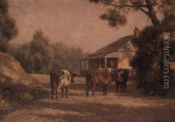 Settler's Home Oil Painting - Jan Hendrik Scheltema