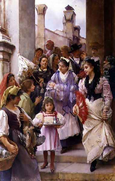 A Venetian Christening Party, 1896 Oil Painting - Henry Woods