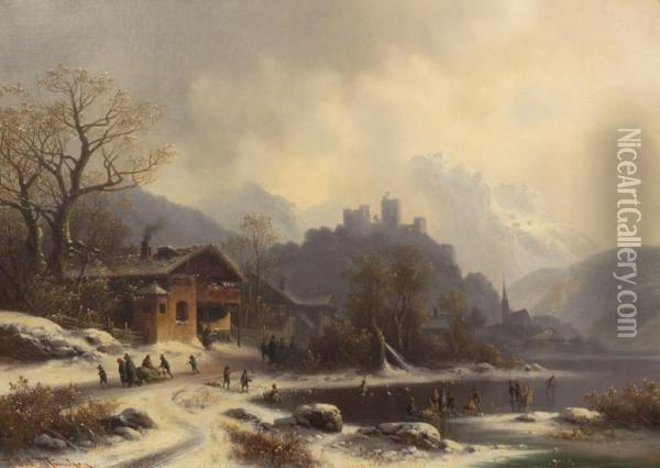 Winter Scene Oil Painting - Anton Doll
