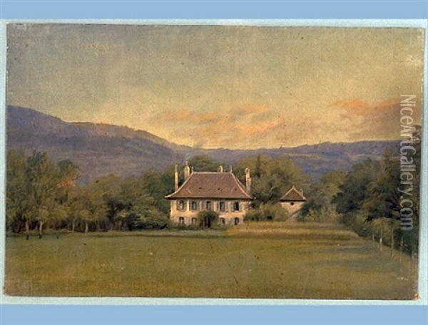 Country Villa Oil Painting - Friedrich Salathe