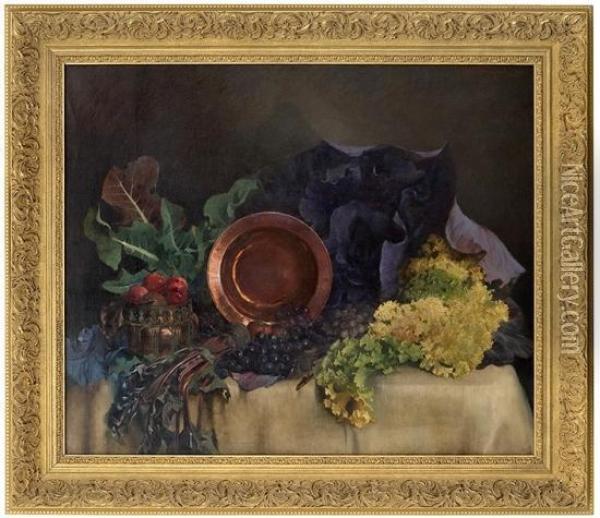Arrangement Withcopper Plate Oil Painting - Asta Eline J. Norregaard