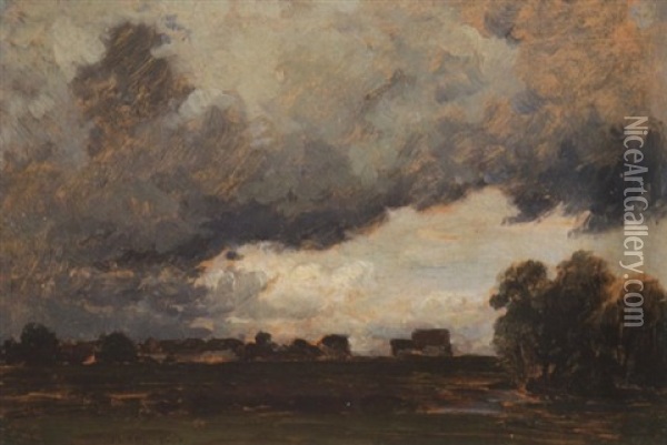 Wolkenverhangene Bachlandschaft Oil Painting - Philipp Roeth