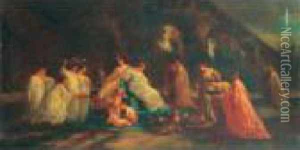 Scene De Parc: L'offrande Oil Painting - Adolphe Joseph Th. Monticelli