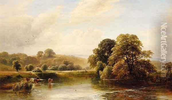 The Trent Near Ingleby Oil Painting - George Turner
