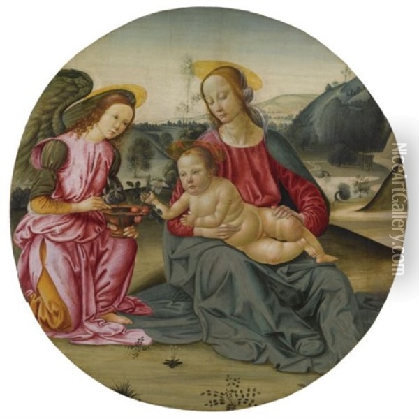The Madonna And Child With An Attendant Angel Oil Painting - Gherardo di Giovanni