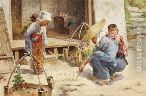 The Flower Seller Oil Painting - Charles John Arter