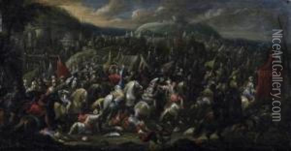 Numerously Figured Cavalry Battle Oil Painting - Pauwel Casteels