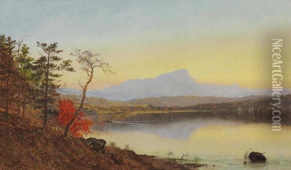 Sunset, Camel's Hump, Lake Champlain Oil Painting - Jasper Francis Cropsey