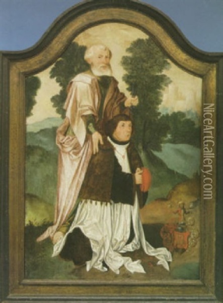 Saint Peter With A Donor Oil Painting - Bartholomaeus (Barthel) Bruyn the Younger