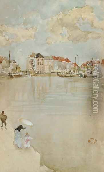 Note in Rose and Silver--Dordrecht Oil Painting - James Abbott McNeill Whistler