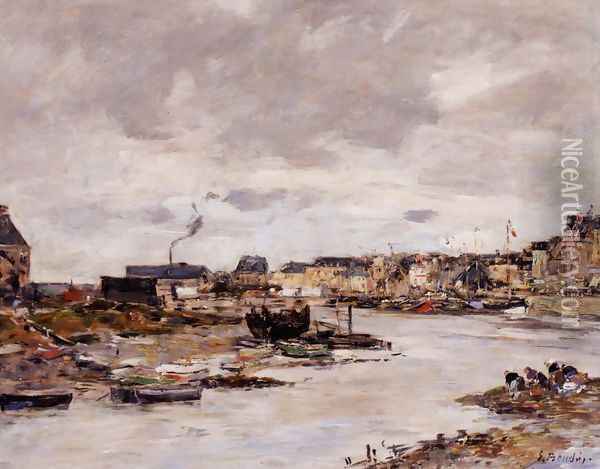 The Inner Port of Trouville at Low Tide Oil Painting - Eugene Boudin