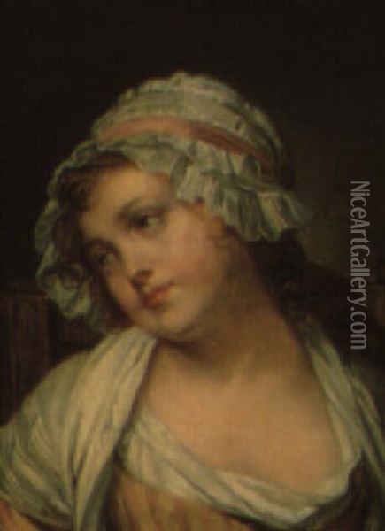 Kvindeportr+t Oil Painting - Jean Baptiste Greuze