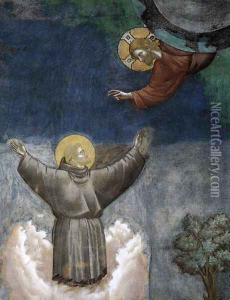 Legend of St Francis- 12. Ecstasy of St Francis (detail) 1297-1300 Oil Painting - Giotto Di Bondone