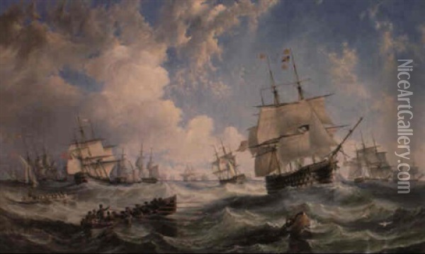 The Inspection Of The Fleet Oil Painting - John Wilson Carmichael