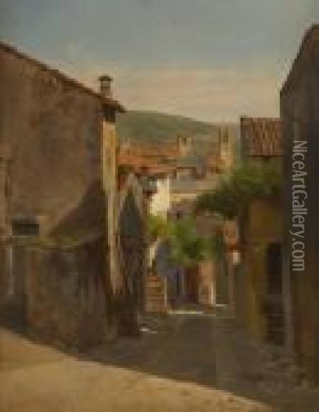 Une Rue A Marni Oil Painting - Jacques Carabain
