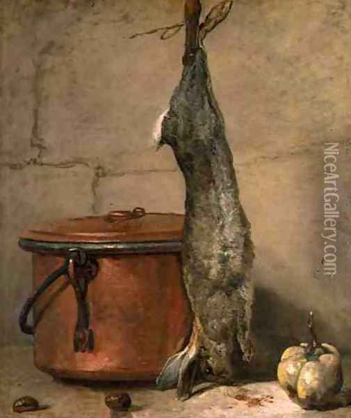 Rabbit and Copper Pot c.1739-40 Oil Painting - Jean-Baptiste-Simeon Chardin