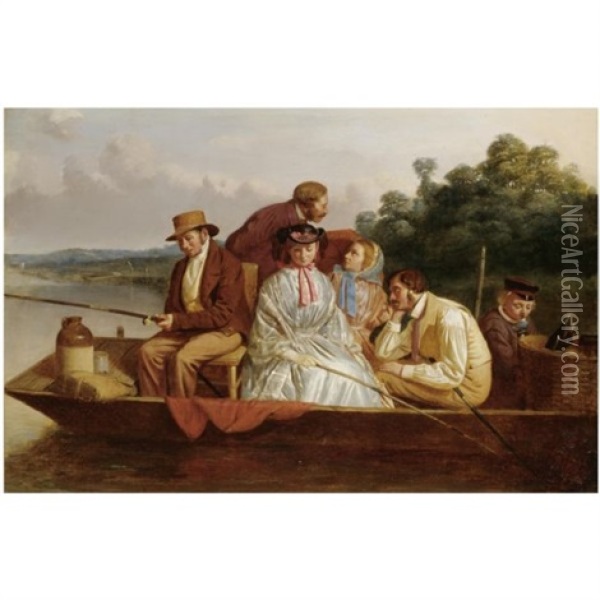 An Angling Party Oil Painting - Matthew James Lawless