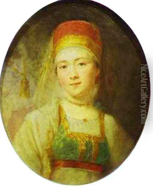 Christina The Peasant Woman From Torzhok 1795 Oil Painting - Vladimir Lukich Borovikovsky