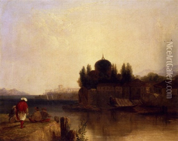 A Turkish Scene (by The Bosphorus?) Oil Painting - William James Mueller