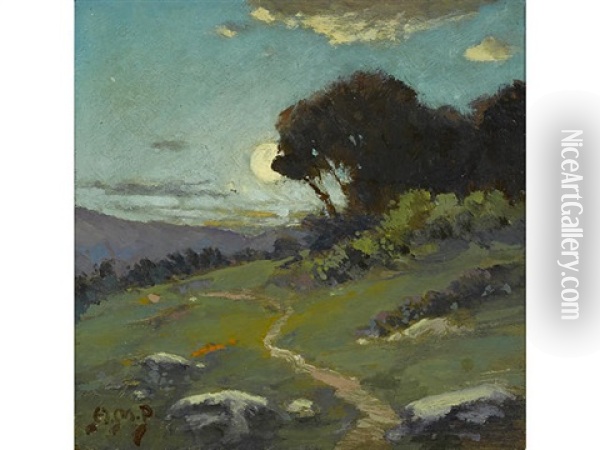 A Moonlit Dawn Oil Painting - Alexis Matthew Podchernikoff