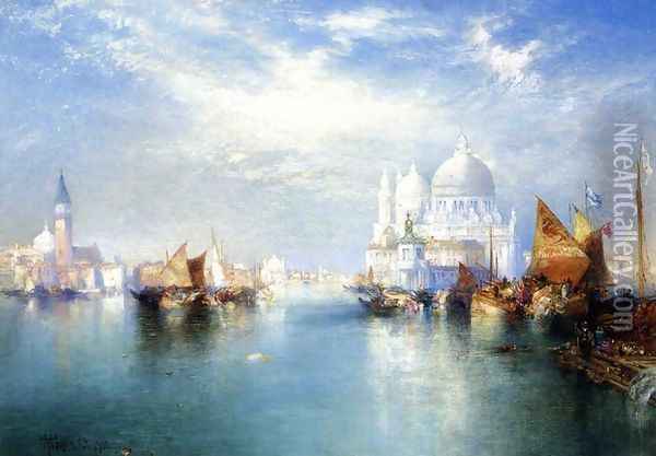 Venetian Canal Scene I Oil Painting - Thomas Moran