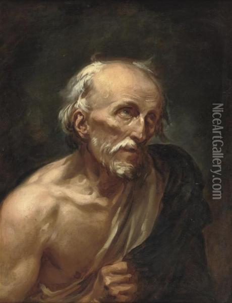 A Penitant Saint Oil Painting - Giuseppe Nogari