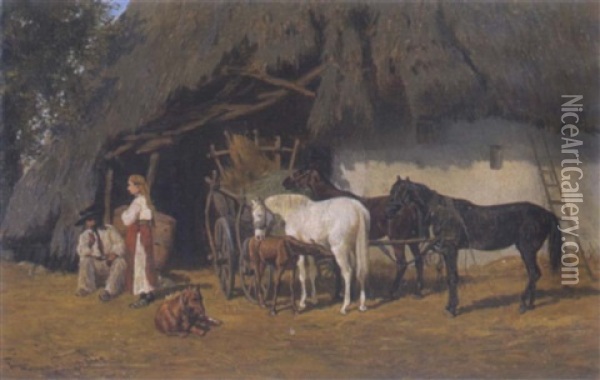 Bauernleben Oil Painting - Franz Quaglio