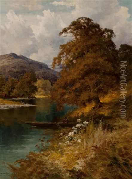 A Quiet River Scene Near Barmouth Oil Painting - Harry Pennell