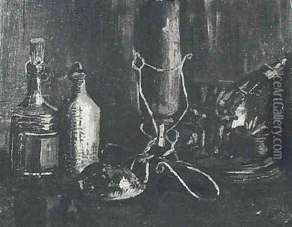 Still Life With Bottles And A Cowrie Shell Oil Painting - Vincent Van Gogh