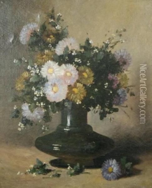 Stilllife Of Flowers In A Vase Oil Painting - Ignace Henri Jean Fantin-Latour
