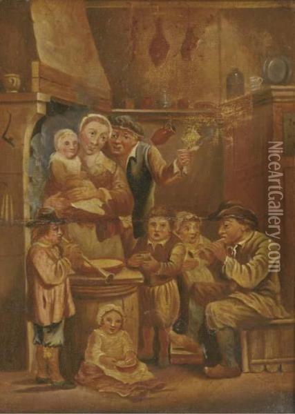 A Peasant Family In A Tavern Oil Painting - David The Younger Teniers