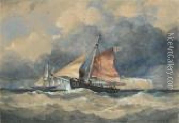 (dover Pilot Boat) Off The North Foreland Oil Painting - Edward William Cooke
