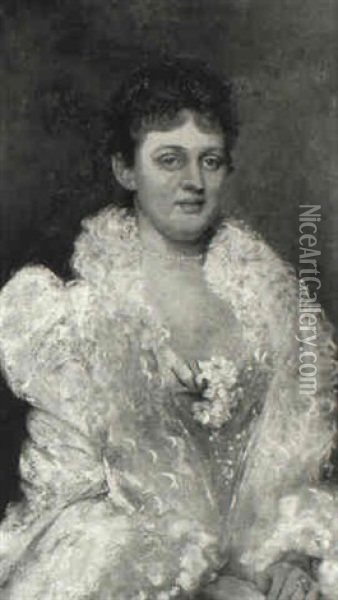 Portrait Of Mrs. Tarn Oil Painting - Albert Aublet