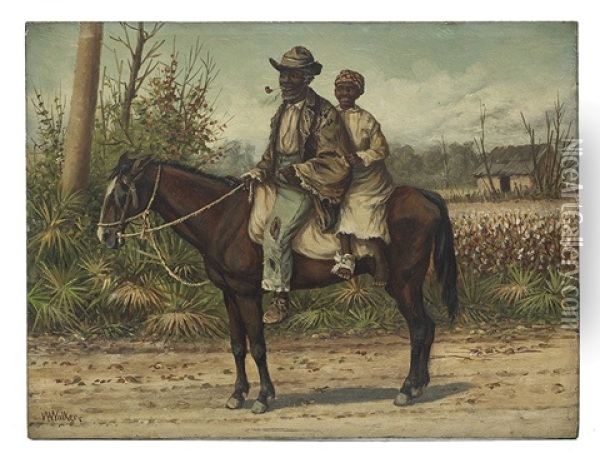 Man And Woman On A Horse Oil Painting - William Aiken Walker
