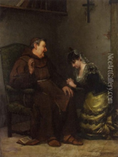 Bless Me Father Oil Painting - Vicente Palmaroli y Gonzales