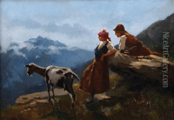 Figure E Armenti In Alta Montagna Oil Painting - Carlo Paolo Agazzi