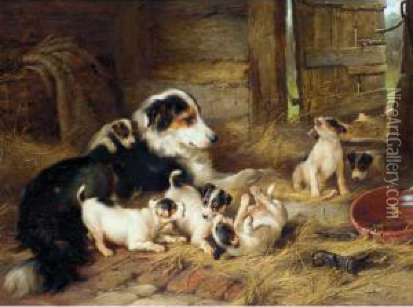 The Foster Mother Oil Painting - Walter Hunt