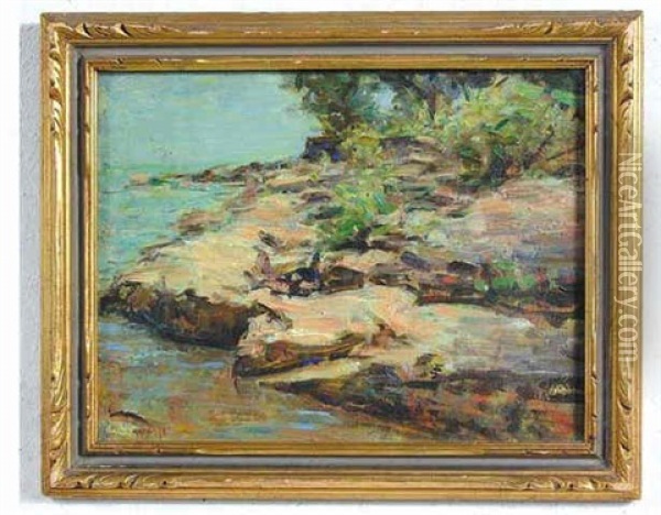 Shoreline At Marblehead Oil Painting - Wilder M. Darling