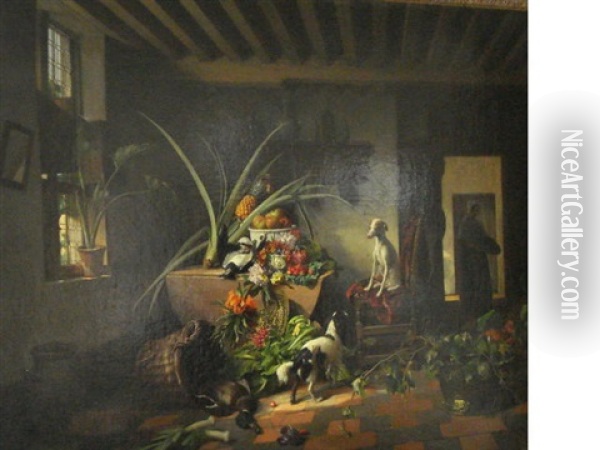 Interior With Still Life Oil Painting - David Emile Joseph de Noter